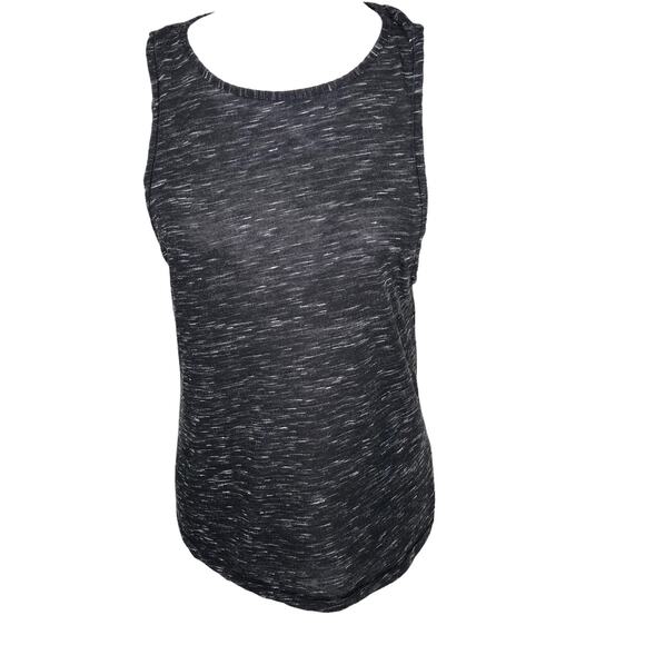 Rainbeau Black White Open Slit Back Slub Active Athletic Tank Top - Picture 1 of 6